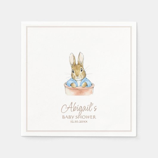 クラシックピーターザラビットベイビーシャワー スタンダードカクテルナプキン (正面)