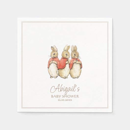 クラシックピーターザラビットベイビーシャワー スタンダードカクテルナプキン (正面)