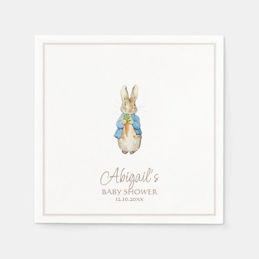 クラシックピーターザラビットベイビーシャワー スタンダードカクテルナプキン (正面)