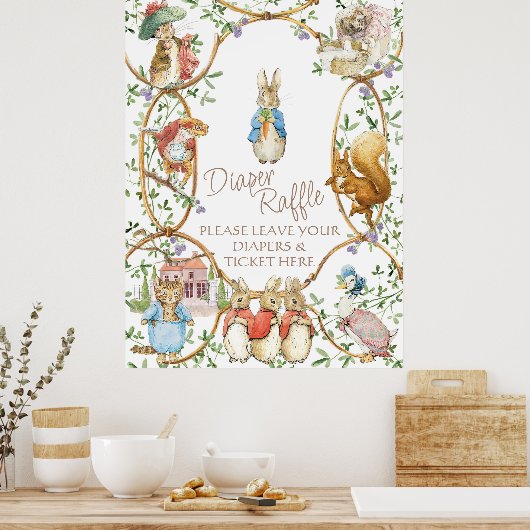 クラシックピーターザラビットベビーおむつラッフルバジェット ポスター (キッチン)
