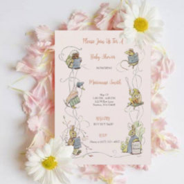 クラシックピーターザラビットベビーガールベイビーシャワー 招待状