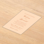 クラシックピーチエレガントウェディング アクリル招待状 (レイダウン)