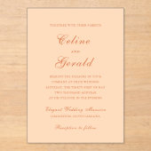 クラシックピーチエレガントウェディング アクリル招待状 (正面)