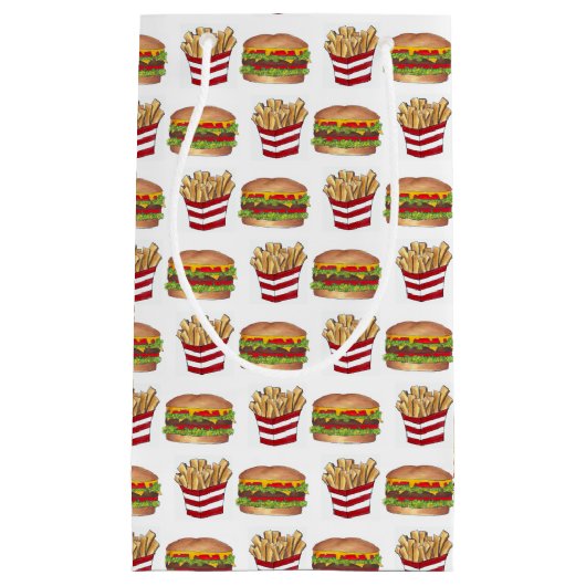 クラシックファストフードペアリングバーガーとフリフランスのーズ スモールペーパーバッグ (正面)