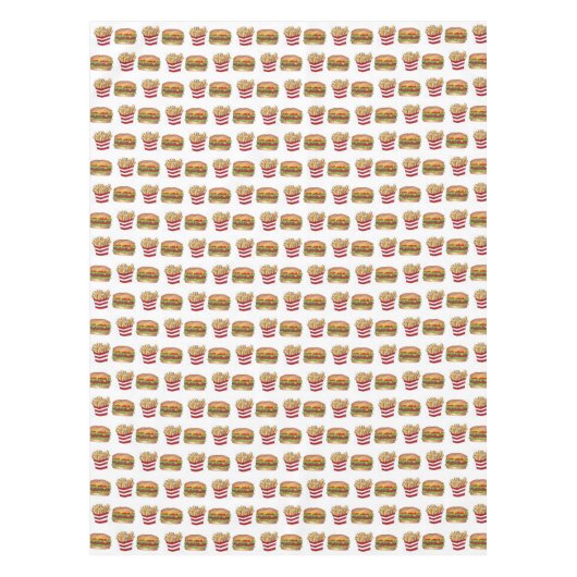 クラシックファストフードペアリングバーガーとフリフランスのーズ テーブルクロス (正面)