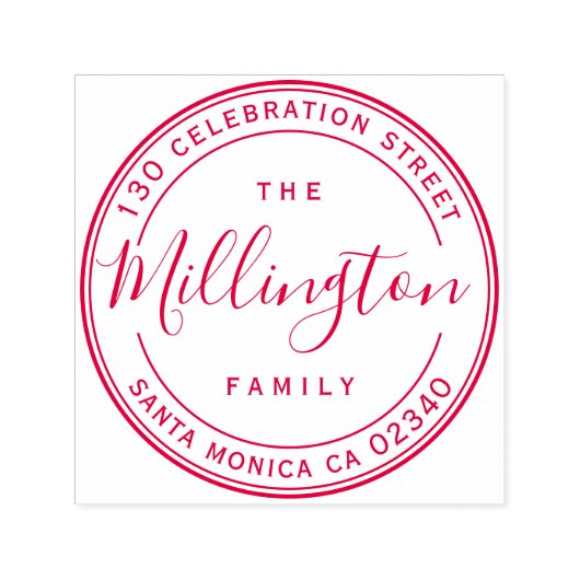 クラシックファミリ名スクリプトラウンド差出人住所 セルフインキングスタンプ (デザイン)