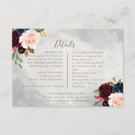 クラシックファンシーバラ牡丹の花結婚の詳細 エンクロージャーカード (正面)