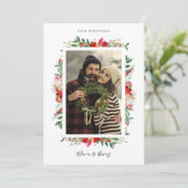 クラシックファンシーChristmas Pointsettiasフレーム写真 招待状 (スタンド正面)