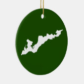 クラシックフィッシャーアイランドロゴオーナメント – 白/緑 セラミックオーナメント (右)