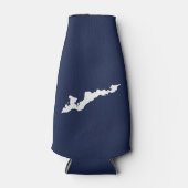 クラシックフィッシャーズクールアイランドロゴ – ネイビー/ホワイト ボトルクーラー (正面)