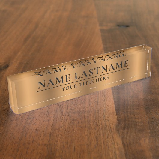 クラシックフェイクエレガント青銅ブラウン デスクネームプレート (側面)