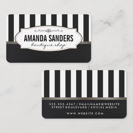 クラシックフェイクストライプレザー 名刺 (正面/裏面)