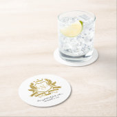 クラシックフェイク金ゴールドクレスト結婚の紙コースター ラウンドペーパーコースター (インサイチュ)