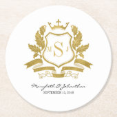 クラシックフェイク金ゴールドクレスト結婚の紙コースター ラウンドペーパーコースター (正面)