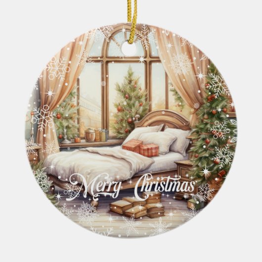 クラシックフェスティバルコージークリスマスインテリアルーム セラミックオーナメント (正面)