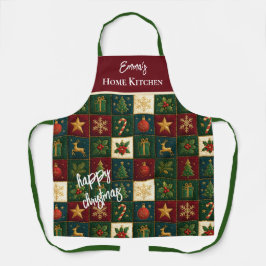 クラシックフェスティバルモチーフのクリスマスパッチワーク エプロン