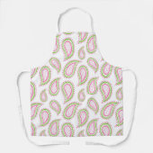 クラシックフェミニンピンクと緑のペイズリーパターン エプロン (正面)