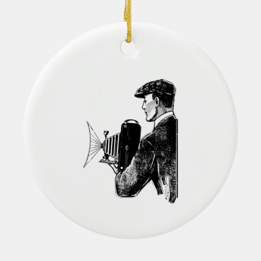 クラシックフォトグラファー – ヴィンテージカメラ セラミックオーナメント (裏面)
