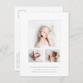 クラシックフォトコラージグレイ男の赤ちゃん誕生 案内ポストカード (正面/裏面)