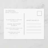 クラシックフォトコラージグレイ男の赤ちゃん誕生 案内ポストカード (裏面)