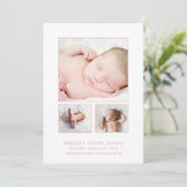 クラシックフォトコラージュピンクベビーガール誕生 案内状 (スタンド正面)