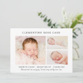 クラシックフォトコラージュピンクベビーガール誕生 案内状 (スタンド正面)