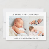 クラシックフォトコラージュブルーハンサム男の赤ちゃん誕生 案内状 (正面)