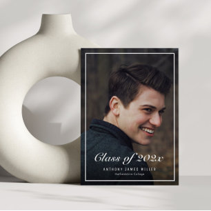 クラシックフォトフレーム卒業発表 招待状