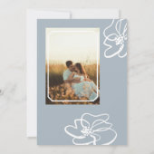 クラシックフォトブルーグレーフローラ結婚式招待状 招待状 (裏面)