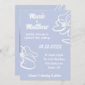 クラシックフォトライトブルーフローラ結婚式招待状 招待状 (正面/裏面)