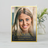 クラシックフォト金箔卒業発表 箔招待状 (立ち正面)