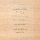 クラシックフォレストグリーンエレガントな結婚式 アクリル招待状 (正面)