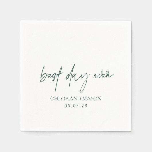 クラシックフォレストグリーンエレガントな結婚式 スタンダードカクテルナプキン (正面)