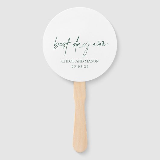 クラシックフォレストグリーンフォレストエレガントな結婚式 ハンドファン (正面)