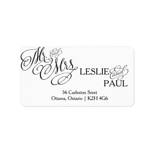 クラシックフォントの結婚住所 シール (正面)