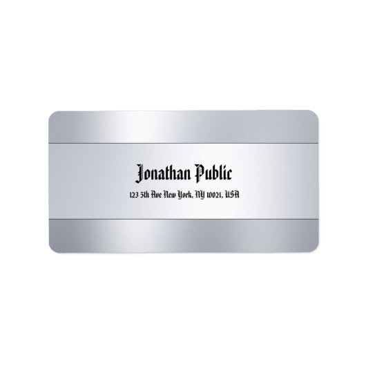 クラシックフォントスクリプトシルバーテンプレートのトップアドレス ラベル (正面)