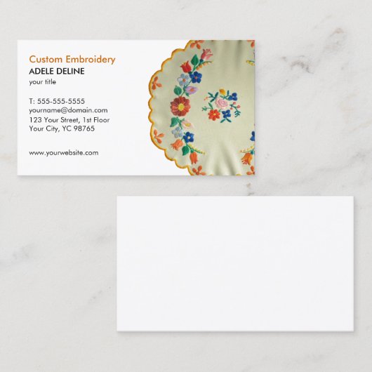 クラシックフォークユニーク刺繍 名刺 (正面/裏面)