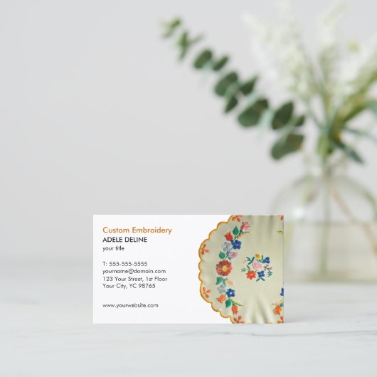 クラシックフォークユニーク刺繍 名刺 (スタンド正面)