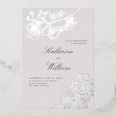 クラシックフォーマルすべて銀色の結婚 箔招待状 (正面)