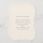 クラシックフォーマルアイボリーベージュ色ユニーク形結婚型 招待状 (正面/裏面)