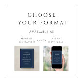 クラシックフォーマルエレガントネイビー結婚ブルー 招待状