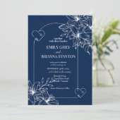 クラシックフォーマルエレガントネイビー結婚ブルー 招待状 (スタンド正面)