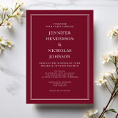 クラシックフォーマルエレガントバルグンディ結婚レッド 招待状