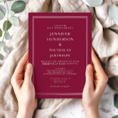 クラシックフォーマルエレガントバルグンディ結婚レッド 招待状