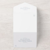 クラシックフォーマルエレガント結婚ダスティ・ブルー・バジェット オールインワン招待状 (外側)