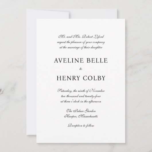 クラシックフォーマルエレガント結婚s 招待状 (正面)