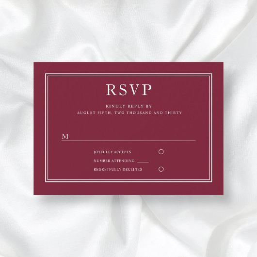 クラシックフォーマルエレガントBurgundy Red Wedding RSVP