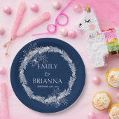 クラシックフォーマルエレガントNavy Blue Nameプレート ペーパープレート (パーティー)