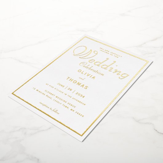クラシックフォーマルシック金ゴールドフレーム結婚書道 箔招待状 (回転した状態)