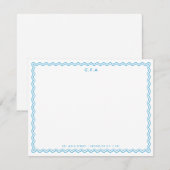 クラシックフォーマルシンプルブルー3モノグラム波縁ど計 ノートカード (正面/裏面)